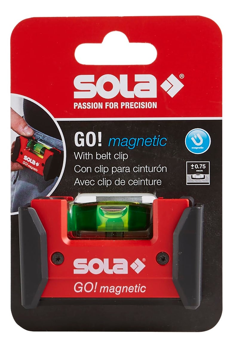 SOLA LSGOM GO! Magnetic Portable Level with Clip and 1 60% Magnified Vial, 3-Inch - Image 2